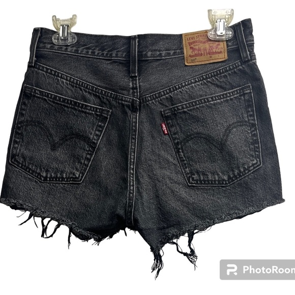 Levi's 501 High Rise Distressed Jean Shorts - Size 27 - Picture 2 of 13